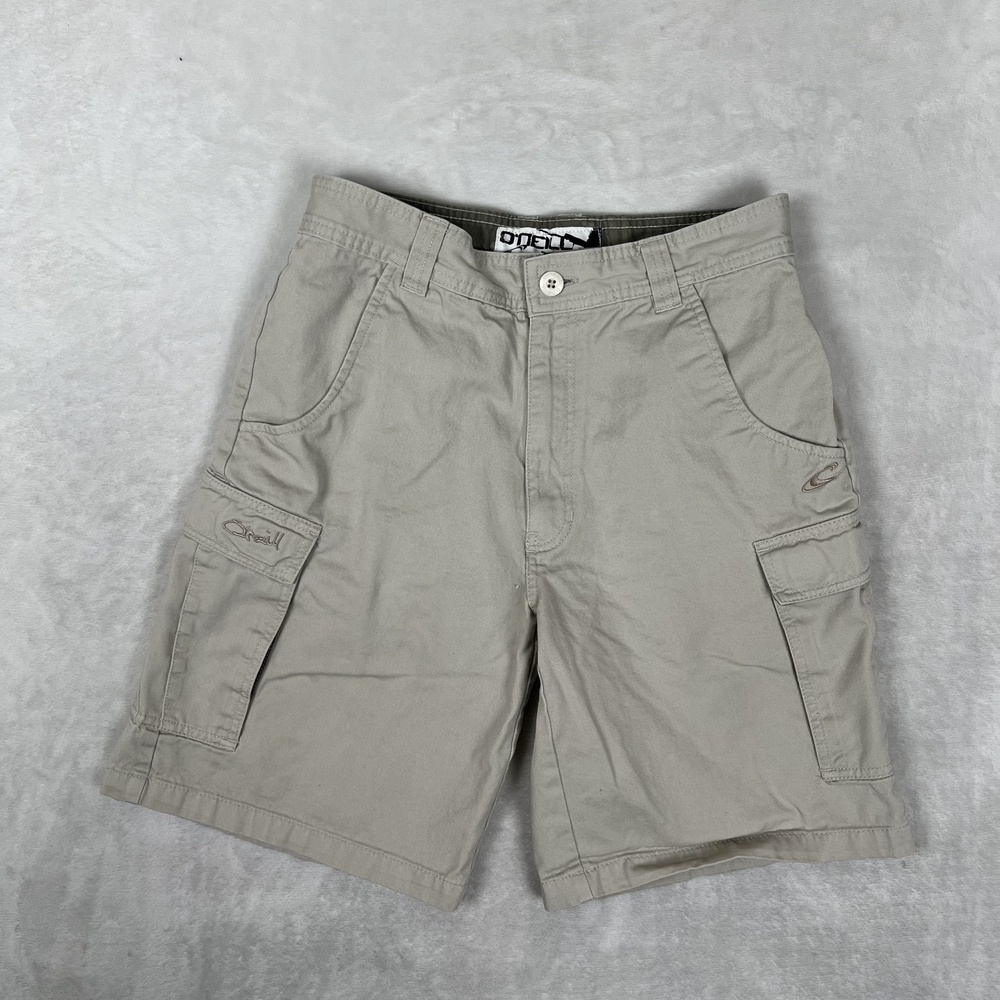 O'Neill Cargo Shorts Mens 28 Beige Cotton Canvas 9 Inseam Utility Pockets Y2K